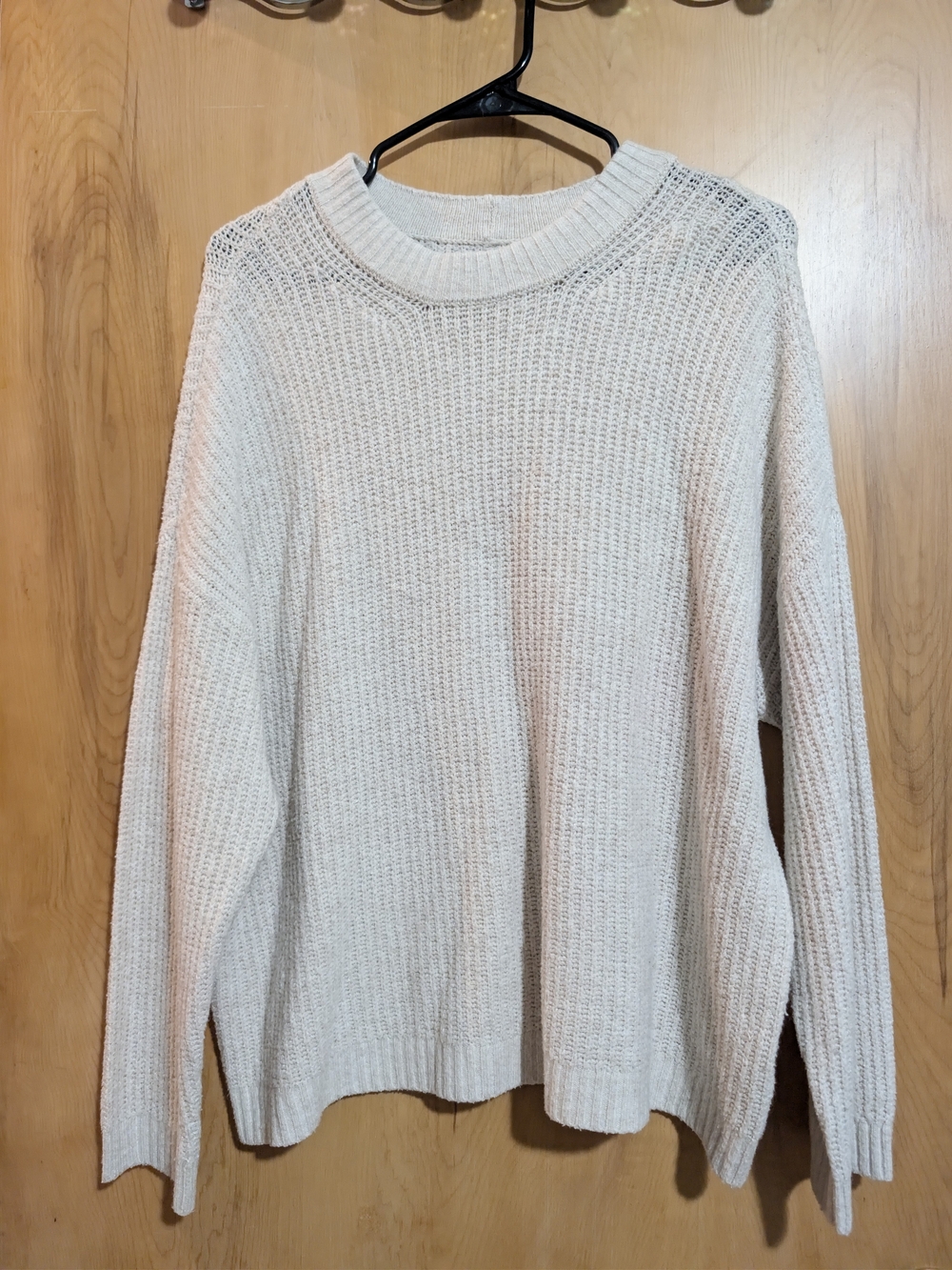 American Eagle Outfitters Cream Crewneck Waffle Knit Sweater